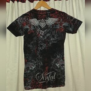 Women's V Neck Sinful Brand T Shirt